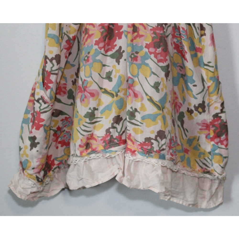 Free People Pintuck Ruffle Sheer Floral Sleeveless Swing Tunic Top Pockets Small - Picture 12 of 16